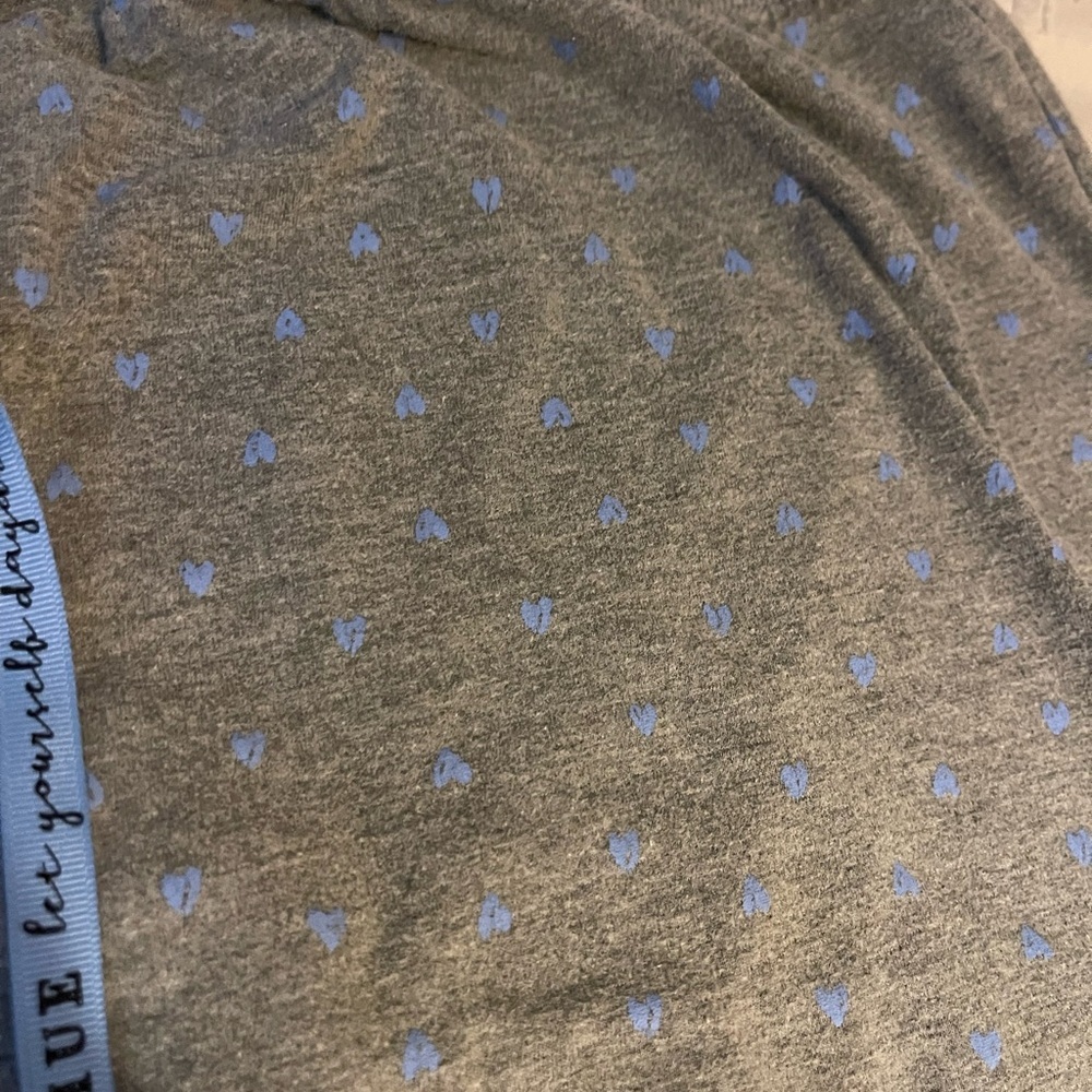 HUE Gray Lounge Pants with Blue heart Accents - Picture 3 of 4